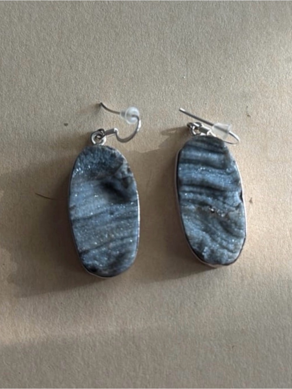 Sterling Silver Quarts Druzy Dangling Earrings